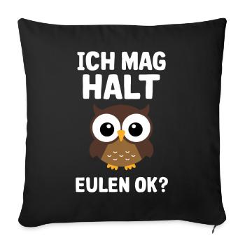 oiseau de nuit hibou hibou oiseau - Housse de coussin décorative 45 x 45 cm - noir - Devant