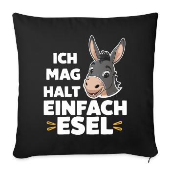 Esel Eselchen Maultier Muli - Sofakissenbezug 45 x 45 cm - Schwarz - Vorne