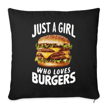 Burger Fast Food Hamburger Cheesburger Burgers - Sofa pillowcase 17,3'' x 17,3'' (45 x 45 cm) - black - Front