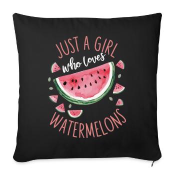 Pastèque, melon, fruit - Housse de coussin décorative 45 x 45 cm - noir - Devant
