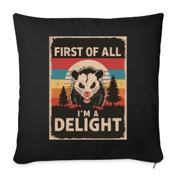 Opossum Possum Animal - Housse de coussin décorative 45 x 45 cm - noir - Devant