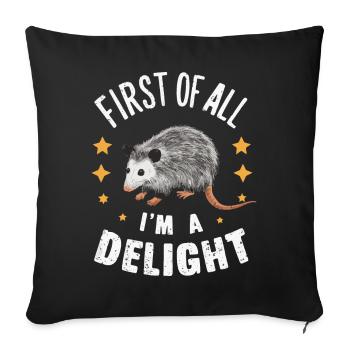 Opossum Possum Animal - Housse de coussin décorative 45 x 45 cm - noir - Devant