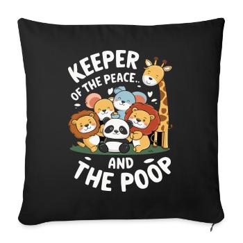 Animaux du zoo Gardien de zoo - Housse de coussin décorative 45 x 45 cm - noir - Devant