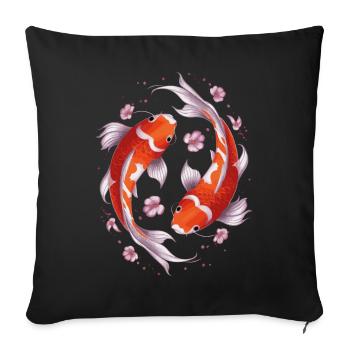 Koi Poisson Carpe Japon Chine Poisson - Housse de coussin décorative 45 x 45 cm - noir - Devant