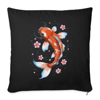 Koi Poisson Carpe Japon Chine Poisson - Housse de coussin décorative 45 x 45 cm - noir - Devant