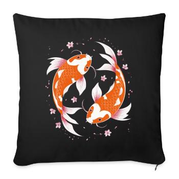 Koi Poisson Carpe Japon Chine Poisson - Housse de coussin décorative 45 x 45 cm - noir - Devant