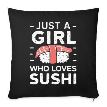 Sushi Cuisine Japonaise Maki Sushi Kawaii - Housse de coussin décorative 45 x 45 cm - noir - Devant