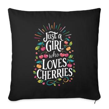 Kirsche Kirschen Früchte Essen - Sofakissenbezug 45 x 45 cm - Schwarz - Vorne