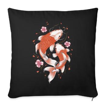 Koi Poisson Carpe Japon Chine Poisson - Housse de coussin décorative 45 x 45 cm - noir - Devant