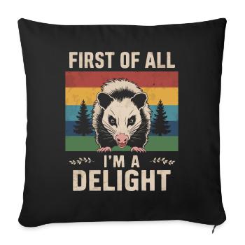 Opossum Possum Animal - Housse de coussin décorative 45 x 45 cm - noir - Devant