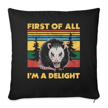 Opossum Possum Animal - Housse de coussin décorative 45 x 45 cm - noir - Devant