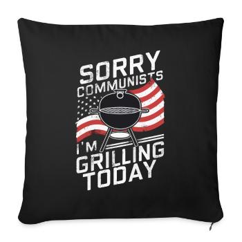 Grill Grillen Griller BBQ Barbecue - Sofakissenbezug 45 x 45 cm - Schwarz - Vorne