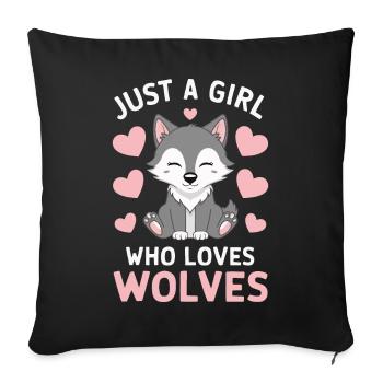 Wolf Wölfe Tier Jaulen - Sofakissenbezug 45 x 45 cm - Schwarz - Vorne
