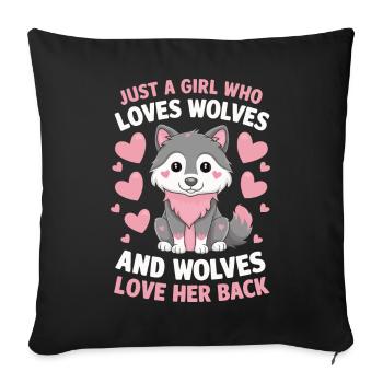 loup loups animal hurler - Housse de coussin décorative 45 x 45 cm - noir - Devant
