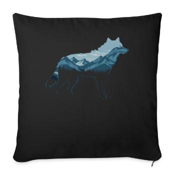 loup loups animal hurler - Housse de coussin décorative 45 x 45 cm - noir - Devant