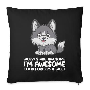 loup loups animal hurler - Housse de coussin décorative 45 x 45 cm - noir - Devant