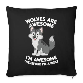 Wolf Wölfe Tier Jaulen - Sofakissenbezug 45 x 45 cm - Schwarz - Vorne
