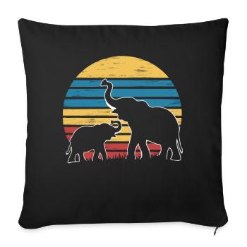 Éléphant Animal Éléphants Zoo - Housse de coussin décorative 45 x 45 cm - noir - Devant
