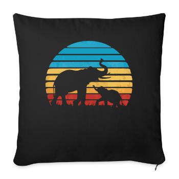 Éléphant Animal Éléphants Zoo - Housse de coussin décorative 45 x 45 cm - noir - Devant