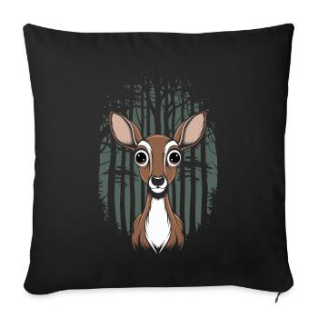 Cottagecore Deer In The Woods Nature Motif - Sofa pillowcase 17,3'' x 17,3'' (45 x 45 cm) - black - Front