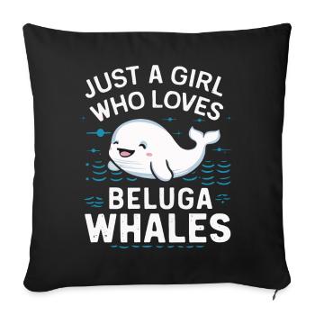 Béluga Océan Bélugas Baleines - Housse de coussin décorative 45 x 45 cm - noir - Devant