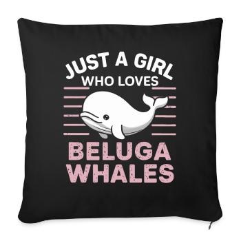 Béluga Océan Bélugas Baleines - Housse de coussin décorative 45 x 45 cm - noir - Devant