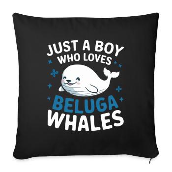 Béluga Océan Bélugas Baleines - Housse de coussin décorative 45 x 45 cm - noir - Devant