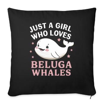 Béluga Océan Bélugas Baleines - Housse de coussin décorative 45 x 45 cm - noir - Devant