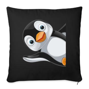 Penguin Penguins Animal - Sofa pillowcase 17,3'' x 17,3'' (45 x 45 cm) - black - Front