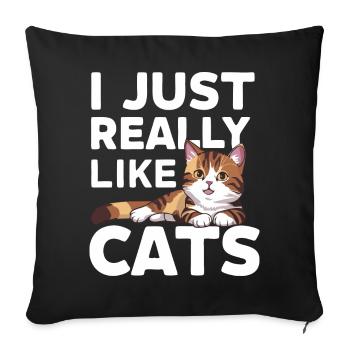 Chat Chats Amoureux Chat Propriétaire Chaton - Housse de coussin décorative 45 x 45 cm - noir - Devant