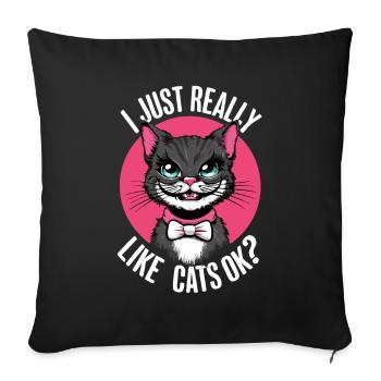 Chat Chats Amoureux Chat Propriétaire Chaton - Housse de coussin décorative 45 x 45 cm - noir - Devant