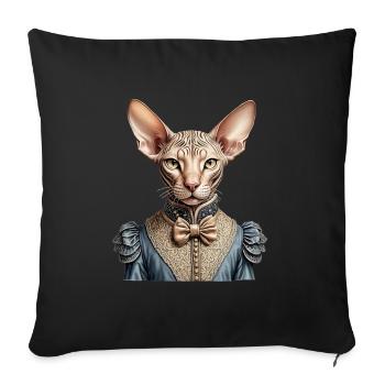 Victorian sphynx cat - Sofa pillowcase 17,3'' x 17,3'' (45 x 45 cm) - black - Front