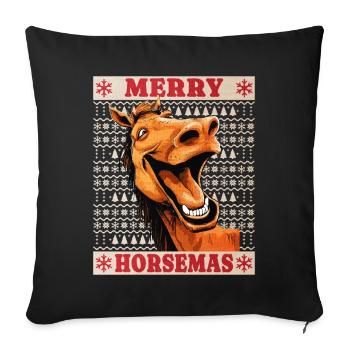 Horse Christmas Funny Funny Xmas Christmassy - Sofa pillowcase 17,3'' x 17,3'' (45 x 45 cm) - black - Front
