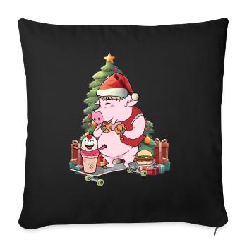 Presents Santa Nicholas Pig Santa Claus - Sofa pillowcase 17,3'' x 17,3'' (45 x 45 cm) - black - Front