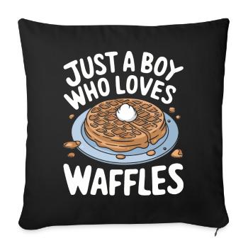Gaufres Bonbons pour le petit-déjeuner - Housse de coussin décorative 45 x 45 cm - noir - Devant