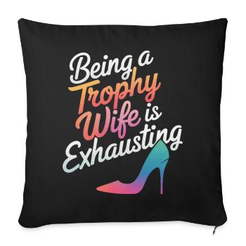 Femme Épouse Partenaire Famille Marié - Housse de coussin décorative 45 x 45 cm - noir - Devant