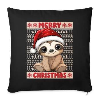 paresseux Noël Noël Noël mignon - Housse de coussin décorative 45 x 45 cm - noir - Devant