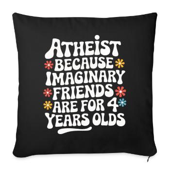 Athéisme, athée, anti-religion, agnostique - Housse de coussin décorative 45 x 45 cm - noir - Devant