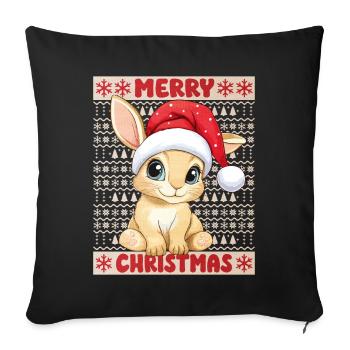 Bunny Rabbit Ugly Christmas Christmas Xmas Cute - Sofa pillowcase 17,3'' x 17,3'' (45 x 45 cm) - black - Front