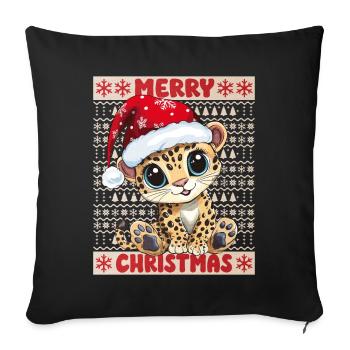 Léopard Moche Noël Noël Doux - Housse de coussin décorative 45 x 45 cm - noir - Devant