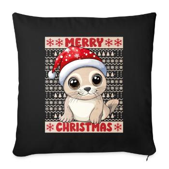 Sceau Sceau Moche Noël Noël Doux - Housse de coussin décorative 45 x 45 cm - noir - Devant