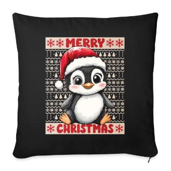 Penguin Christmas Cute Cute Christmassy - Sofa pillowcase 17,3'' x 17,3'' (45 x 45 cm) - black - Front