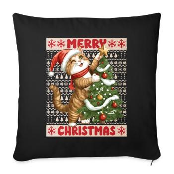 Chat Arbre de Noël Noël Noël Mignon Drôle - Housse de coussin décorative 45 x 45 cm - noir - Devant