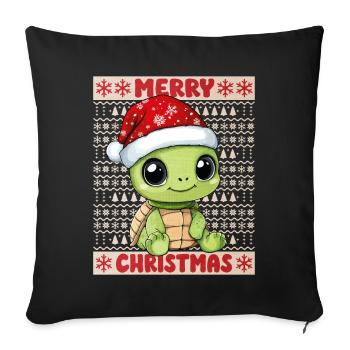 Tortue Moche Noël Noël Doux - Housse de coussin décorative 45 x 45 cm - noir - Devant