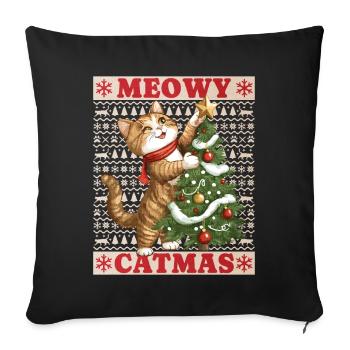 Chat Arbre de Noël Noël Noël Mignon Drôle - Housse de coussin décorative 45 x 45 cm - noir - Devant