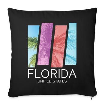 Florida USA Miami America Summer Palm Trees Beach - Sofa pillowcase 17,3'' x 17,3'' (45 x 45 cm) - black - Front