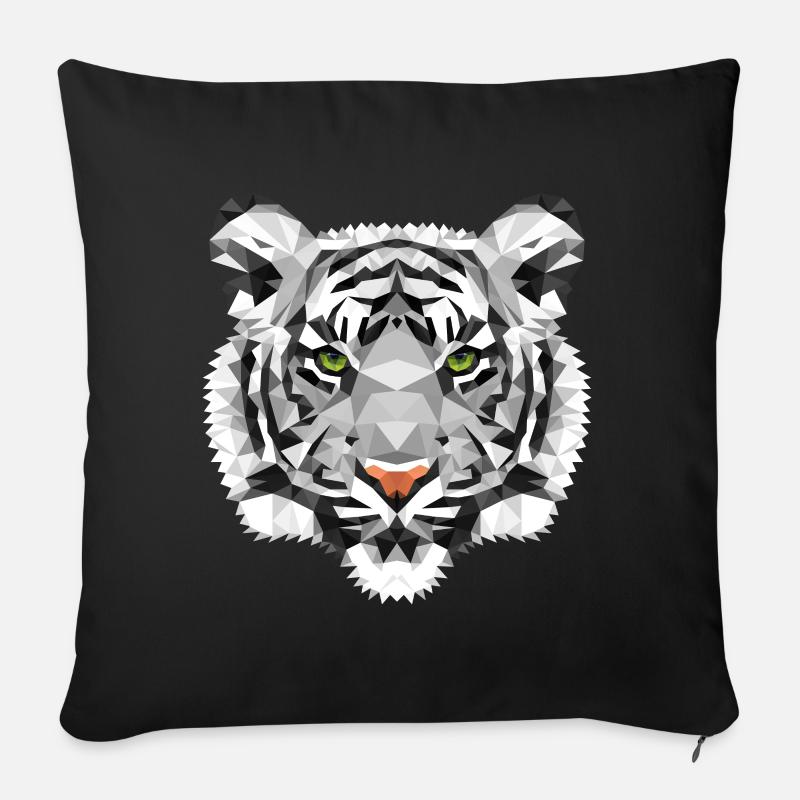 Weißer Tiger Polygon wild Geschenk - Sofakissenbezug 45 x 45 cm - Schwarz