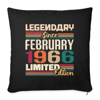Février 1966 Cadeau d’anniversaire Février 1966 - Housse de coussin décorative 45 x 45 cm - noir - Devant