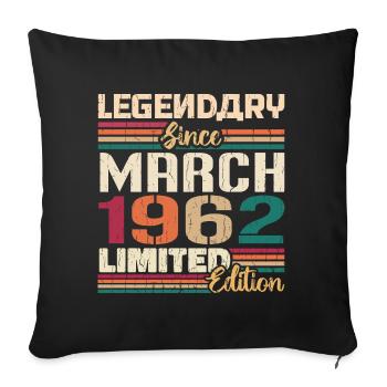 Mars 1962 Vintage Born Vintage Anniversaire - Housse de coussin décorative 45 x 45 cm - noir - Devant