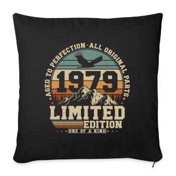1979 Vintage né Vintage cadeau d’anniversaire - Housse de coussin décorative 45 x 45 cm - noir - Devant
